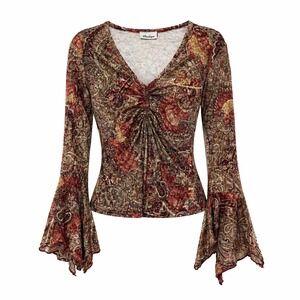 Y2K Whimsigoth Bell Sleeve Velvet Top Womens Small Fairycore Indie Femme Witchy